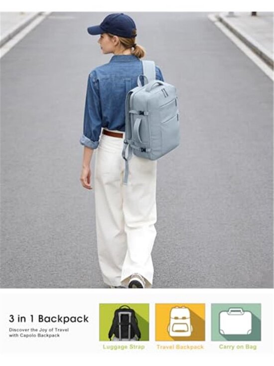 Waterproof Travel Backpack Laptop Carry On Airline Approved 15.6 Inch Blue Bag main image 5